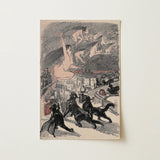 Big Black Cats Howl as Naked Witches Ascend Into the Night Over City - Théophile Steinlen Art Print / Canvas Vintage-style Lithograph