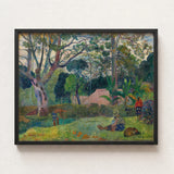 Framed Painting Lush Sun-dappled Tropical Scene Figures Trees Paul Gauguin, Visual Journey, Tree Art Print