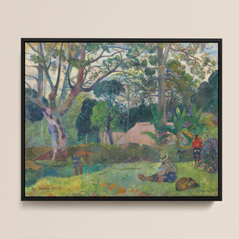 Framed Oil Painting Lush Sun-dappled Tropical Scene Figures Paul Gauguin, Visual Journey, Tree Art Print