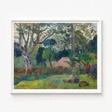 Framed Painting Lush Sun-dappled Tropical Scene Figures Trees Paul Gauguin, Visual Journey, Tree Art Print