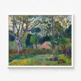 Framed Painting White Frame Impressionistic Scene People Trees Paul Gauguin, Visual Journey, Tree Art Print