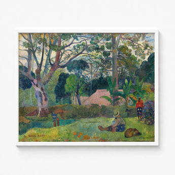 Framed Painting White Frame Impressionistic Scene People Trees Paul Gauguin, Visual Journey, Tree Art Print