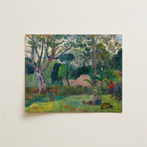 The Big Tree - Paul Gauguin Art Print / Canvas Vibrant Impressionist Painting Lush Sun-dappled Garden Scene Figures, Visual Journey, Prints