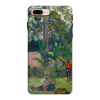 The Big Tree - Paul Gauguin Iphone Case, 8 Plus / Matte, Phone Case Colorful Tropical Landscape Painting Figures Lush