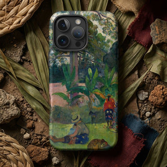 The Big Tree - Paul Gauguin Phone Case Phone Case Vibrant Impressionistic Painting Tropical Foliage Figures Gauguin’s Tahitian Dreamscape,