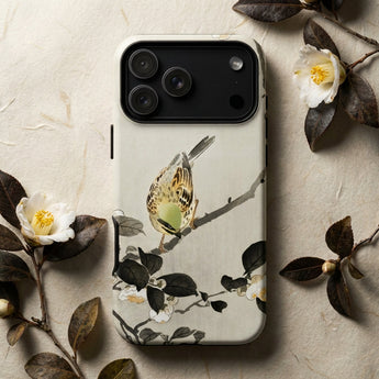 Bird on Branch - Ohara Koson Shin-hanga Phone Case Beige Phone Case Detailed Illustration Bird Perched Branches Ohara Koson, Cradle Avian