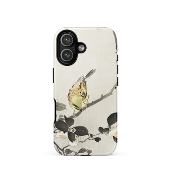 Bird on Branch - Ohara Koson Shin-hanga Phone Case Iphone 17 / Matte Iphone 12 Case Bird Design White Background Black Ohara Koson, Cradle