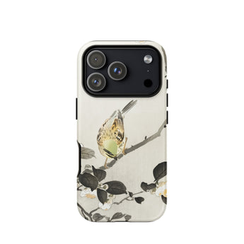 Bird on Branch - Ohara Koson Shin-hanga Phone Case Iphone 17 Pro / Matte White Green Bird Branch Phone Case Black Accents Ohara Koson,