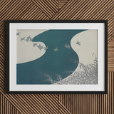 Birds - Kamisaka Sekka Winter Migration Art Print / Canvas, 30x20’’ / 76x51cm / Black Frame / Matboard, Posters Prints & Visual Artwork,