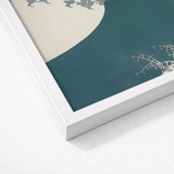 White Framed Art Print Stylized Wave Teal Cream Kamisaka Sekka Winter, Migration, Blade’s Silent Memory