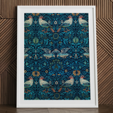 Birds - William Morris Arts and Crafts Kunstdruck / Leinwand, 24x32’’ / 61x81cm / Weißer Rahmen / Passepartout, Poster Drucke & visuelle Kunstwerke,