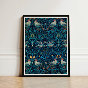 Framed Art Print Symmetrical Pattern Stylized Birds Foliage William Morris’s, Tapestry, Verdant Victorian Dreamscape