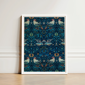 Framed Art Print Intricate Pattern Stylized Birds Foliage William Morris’s, Tapestry, Verdant Victorian Dreamscape