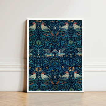 Framed Art Print Symmetrical Pattern Stylized Birds Foliage William Morris’s, Tapestry, Verdant Victorian Dreamscape