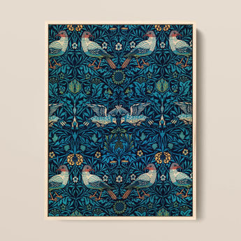 Birds - William Morris Arts and Crafts Art Print / Canvas Framed Artwork Symmetrical Pattern Stylized Foliage Deep Morris’s, Tapestry,