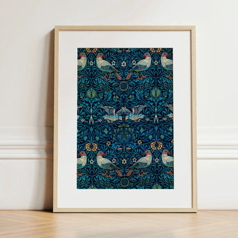 Birds - William Morris Arts and Crafts Art Print / Canvas Framed Symmetrical Pattern Stylized Foliage Morris’s, Tapestry, Verdant Victorian