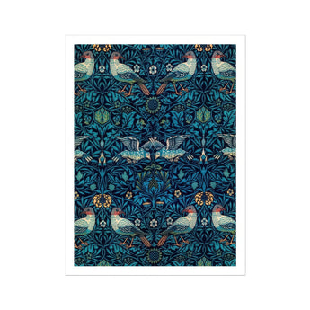 Birds - William Morris Arts and Crafts Art Print / Canvas Ornate Floral Bird Pattern Wallpaper Shades Blue Symmetrical Morris’s, Tapestry,