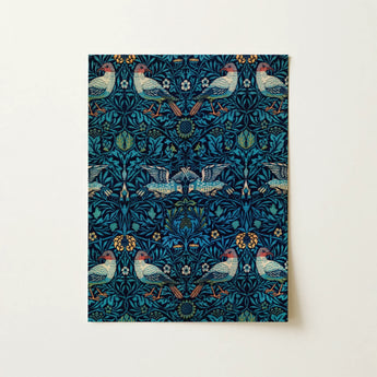 Birds - William Morris Arts and Crafts Art Print / Canvas Rectangular Wall Rich Dark Teal Fabric Intricate Art William Morris’s Birds,