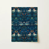 Birds - William Morris Arts and Crafts Art Print / Canvas Rectangular Wall Rich Dark Teal Fabric Intricate Morris’s, Tapestry, Verdant