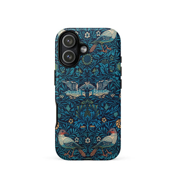 Birds - William Morris Arts and Crafts Iphone Case 17 / Matte Blue Floral Bird Design Phone Case Textured Surface William Morris Birds,