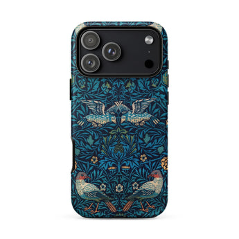 Birds - William Morris Arts and Crafts Iphone Case 17 Pro Max / Matte Blue Floral Phone Case Birds Leaves Design Durable William Morris