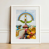 Birdsong Giclée Print / Canvas Framed Photograph Colorful Carousel Cartoon Characters Yellow Elephant, Waking Dream Prints