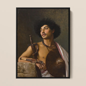 A Bischari Warrior - Jean-leon Gerome Kunstdruck / Leinwand, 12x16’’ / 31x41cm / Schwarzer Rahmen, Poster-Drucke & visuelle Kunstwerke, Toby Leon