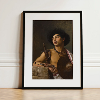 A Bischari Warrior - Jean-leon Gerome Kunstdruck / Leinwand, 12x16’’ / 31x41cm / Schwarzer Rahmen / Passepartout, Poster-Drucke & visuelle Kunstwerke, Toby