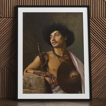 A Bischari Warrior - Jean-leon Gerome Kunstdruck / Leinwand, 24x32’’ / 61x81cm / Schwarzer Rahmen / Passepartout, Poster-Drucke & visuelle Kunstwerke, Toby