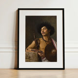 A Bischari Warrior - Jean-leon Gerome Art Print / Canvas Black-framed Classical Portrait Man Afro Hairstyle, école Des Beaux-arts,