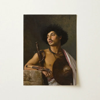 A Bischari Warrior - Jean-leon Gerome Art Print / Canvas Classical Oil Painting Young Man Dark Curly, école Des Beaux-arts, Discipline,
