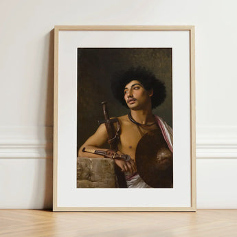 A Bischari Warrior - Jean-leon Gerome Art Print / Canvas Framed Classical Portrait Man Dark Curly, école Des Beaux-arts, Discipline, French