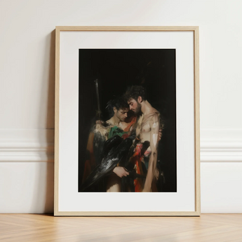 Black Bird - Greco-queer Gay Myth Art Print / Canvas, 12x16’’ / 31x41cm / Natural Frame / Matboard, Posters Prints & Visual Artwork, Toby