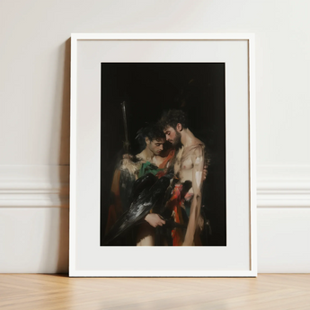 Black Bird - Greco-queer Gay Myth Art Print / Canvas, 12x16’’ / 31x41cm / White Frame / Matboard, Posters Prints & Visual Artwork, Toby Leon
