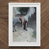 Black Lake - Jan Priesler Art Print / Canvas Framed Painting Male Figure White Horse, Prints