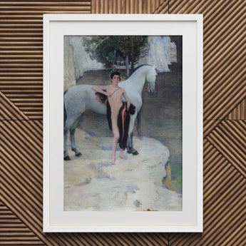 Black Lake - Jan Priesler Art Print / Canvas Framed Painting Male Figure White Horse, Prints
