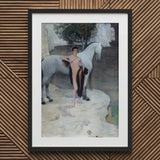 Black Lake - Jan Priesler Art Print / Canvas Framed Painting Young Nude Man White Horse, Prints