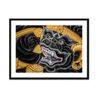 Black Monkey Magic - Traditional Thai Myth Art Print, Framed Black Gold Hanuman Artwork