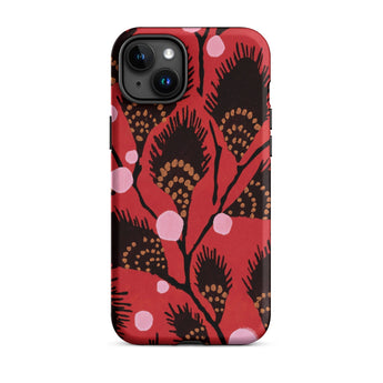 Black Peacock Flowers - E.a. Seguy Pochoir Phone Case Iphone 15 Plus / Matte Red Floral Patterned Phone Case Black Peacock Flowers,
