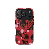 Black Peacock Flowers - E.a. Seguy Pochoir Phone Case Iphone 17 Pro / Matte Red Floral Phone Case Black Brown Accents Made Peacock Flowers,