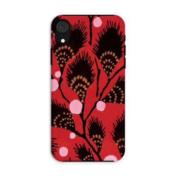 Black Peacock Flowers - E.a. Seguy Pochoir Phone Case Iphone Xr / Matte Phone Case Red Black Peacock Feather Pattern Pink Flowers, Untamed,