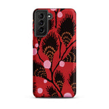 Black Peacock Flowers - E.a. Seguy Pochoir Phone Case Samsung Galaxy S21 Plus / Matte Red Phone Case Black Gold Botanical Pattern Spiky