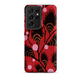 Black Peacock Flowers - E.a. Seguy Pochoir Phone Case Samsung Galaxy S21 Ultra / Matte Red Phone Case Black Pink Floral Pattern Stylized