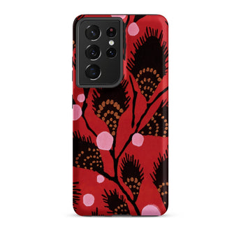 Black Peacock Flowers - E.a. Seguy Pochoir Phone Case Samsung Galaxy S21 Ultra / Matte Red Phone Case Black Pink Floral Pattern Stylized