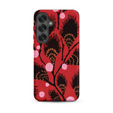 Black Peacock Flowers - E.a. Seguy Pochoir Phone Case Samsung Galaxy S25 Plus / Matte Red Phone Case Bold Black Gold Botanical Pattern