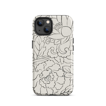 Black & White Florals - Taguchi Tomoki Phone Case Iphone 13 / Matte Floral-patterned Phone Case Taguchi Tomoki, Vintage Japanese Woodblock