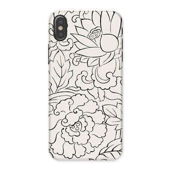 Black & White Florals - Taguchi Tomoki Phone Case Iphone x / Matte Smartphone Floral Pattern Design, Vintage Japanese Woodblock Print,