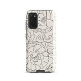 Black & White Florals - Taguchi Tomoki Phone Case Samsung Galaxy S20 / Gloss Sleek Off-white Phone Case Adorned Intricate Black Line-art