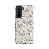 Black & White Florals - Taguchi Tomoki Phone Case Samsung Galaxy S21 Fe / Gloss Sleek Off-white Phone Case Intricate Black Line-art Floral