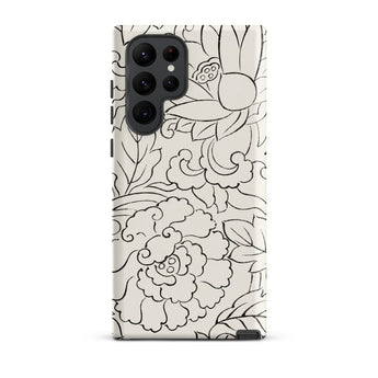 Black & White Florals - Taguchi Tomoki Phone Case Samsung Galaxy S22 Ultra / Matte Sleek Off-white Phone Case Adorned Intricate Black